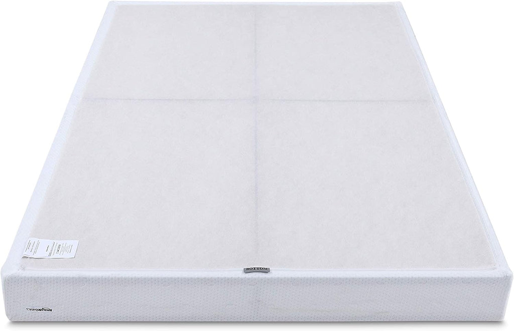 Amazon Basics Smart Box Spring Bed Base, 9-Inch Height Sturdy Mattress Foundation, Strong Metal Support, Tool-Free Easy Assembly, King, 79'L x 75.5'W x 9'H, White