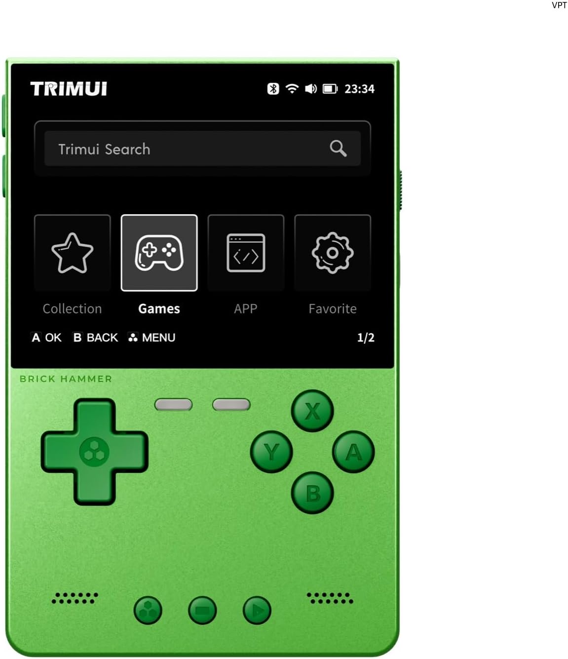 Brick Hammer Handheld Game Console, Mini Game Player with 3.2 inch IPS Screen, Portable Video Game Console with Built-in 64G TF Card (Green 64G)