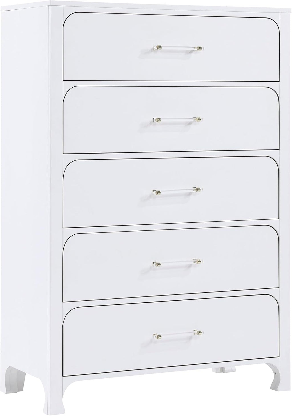 Coaster Home Furnishings Anastasia Contemporary 5-Piece Bedroom Set Boucle Upholstered California King Size Panel Bed Frame 64-inch Headboard Pearl White 224751KW-S5