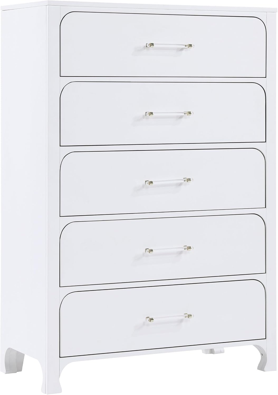Coaster Home Furnishings Anastasia Contemporary 5-Piece Bedroom Set Boucle Upholstered California King Size Panel Bed Frame 64-inch Headboard Pearl White 224751KW-S5