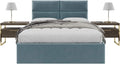 Vänt Upholstered Wall Mounted Velvet Headboard Panels - Isabelle Layout - 60' X 23'- Configuration of 4 Individual Panels - Recommended for Queen-Full - Velvet/Antique Blue