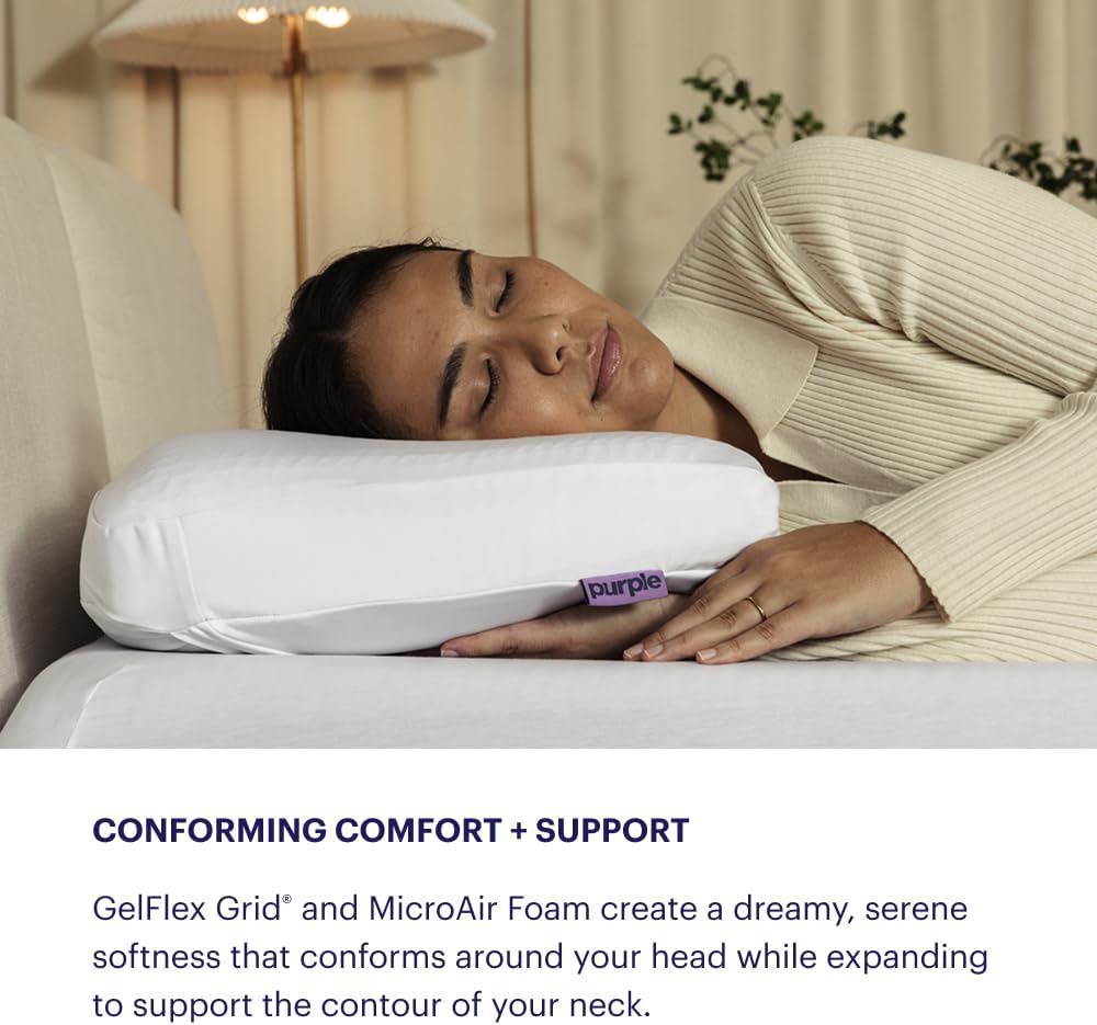 Purple DreamLayer Pillow - King Size, Multi-Layered GelFlex Grid & MicroAir Foam for Support & Pressure Relief - Customizable Height with Removable Foam Booster Layers