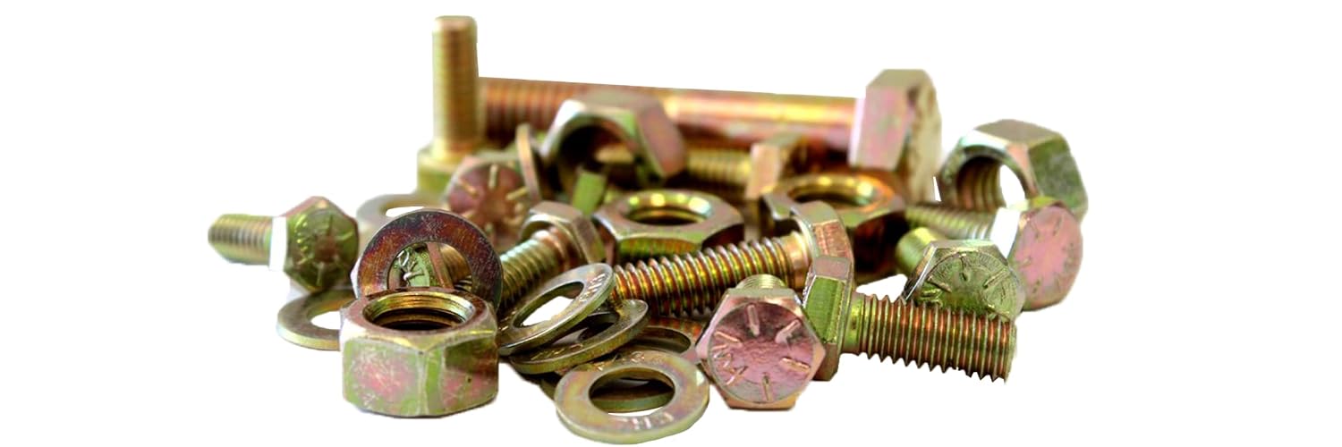 8000 Piece Grade 8 Coarse Thread Nut, Bolt, and Washer Fastener Assortment Yellow Zinc