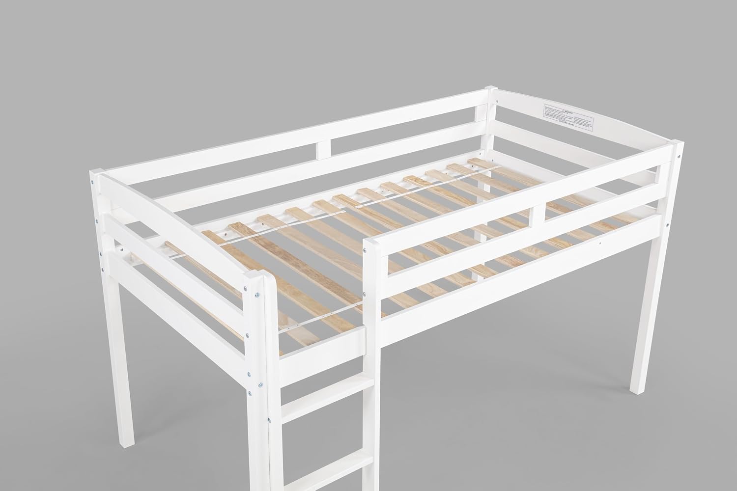 Tribeca Wood Low Loft Bed Frame / 14 Slat Supports/No Box Spring Necessary/Easy Assembly/Twin - White