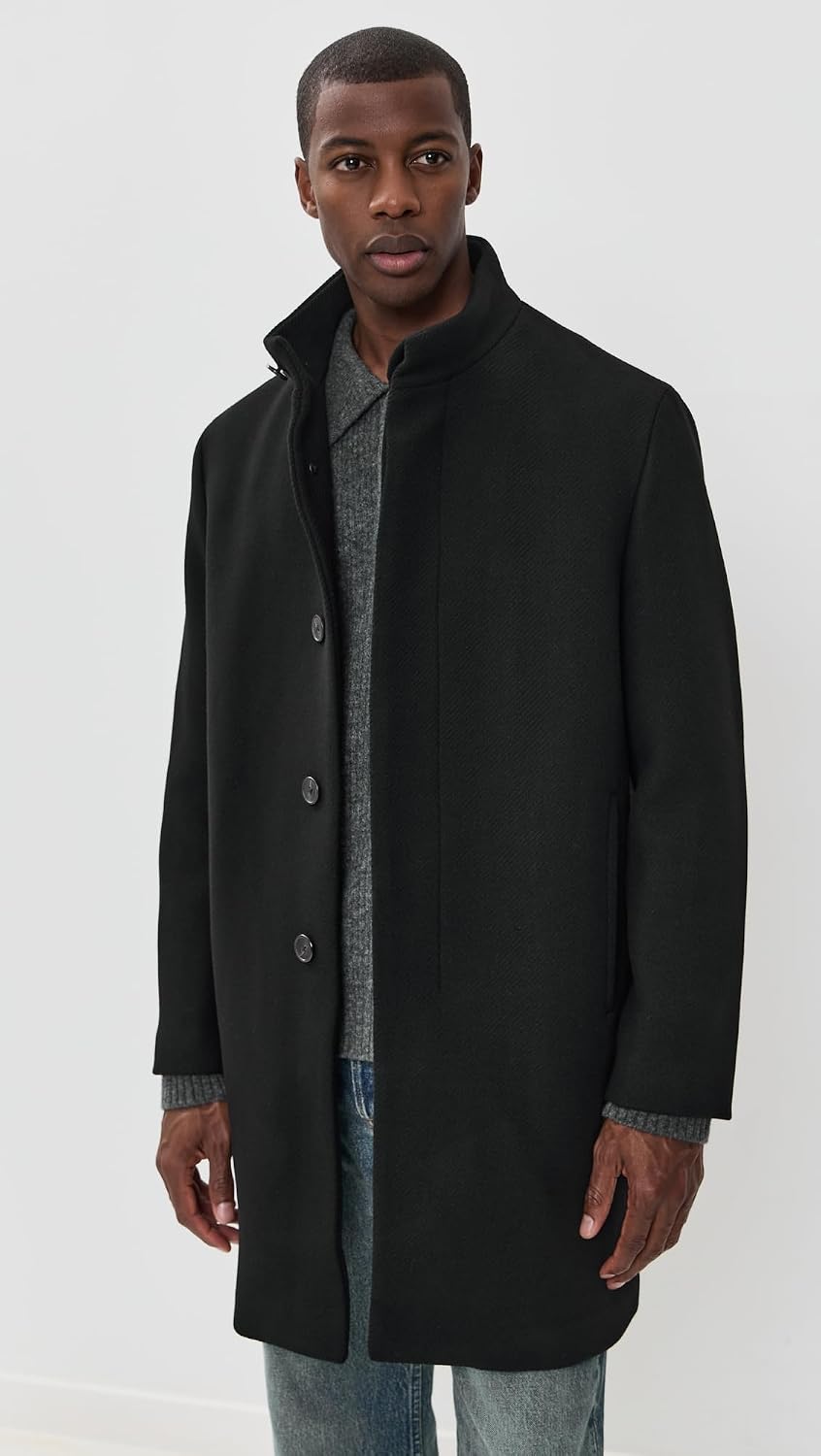 Theory Men's Belvin Coat in Textured Wool Blend Melton