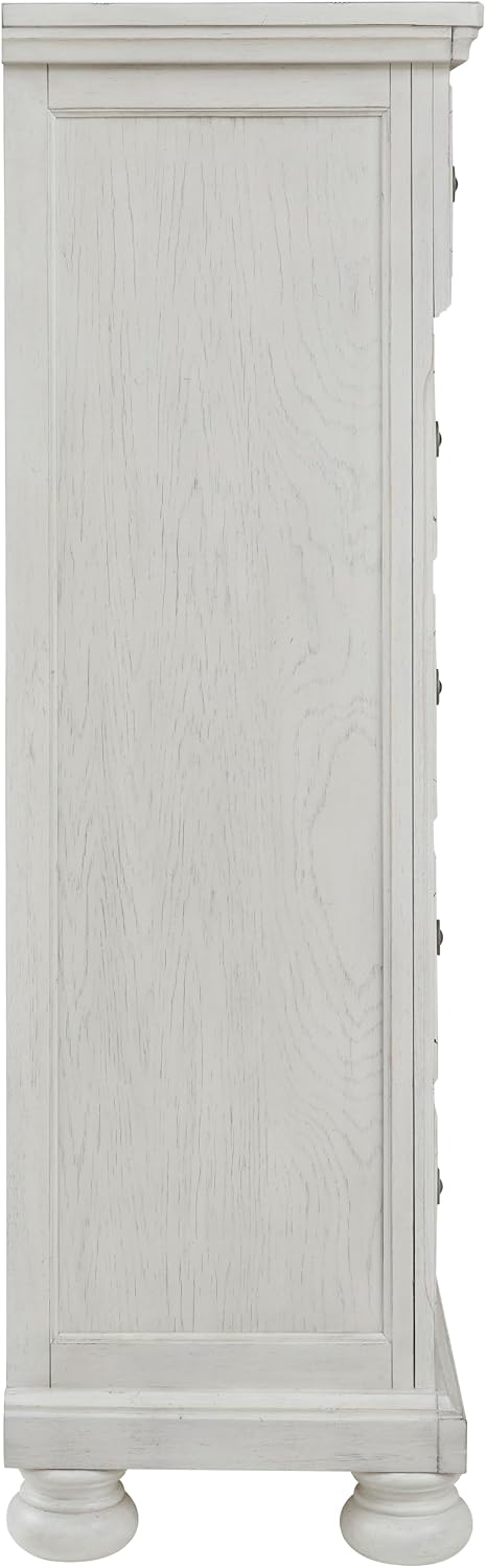 Signature Design by Ashley Robbinsdale Traditional 5 Drawer Chest, Antique White