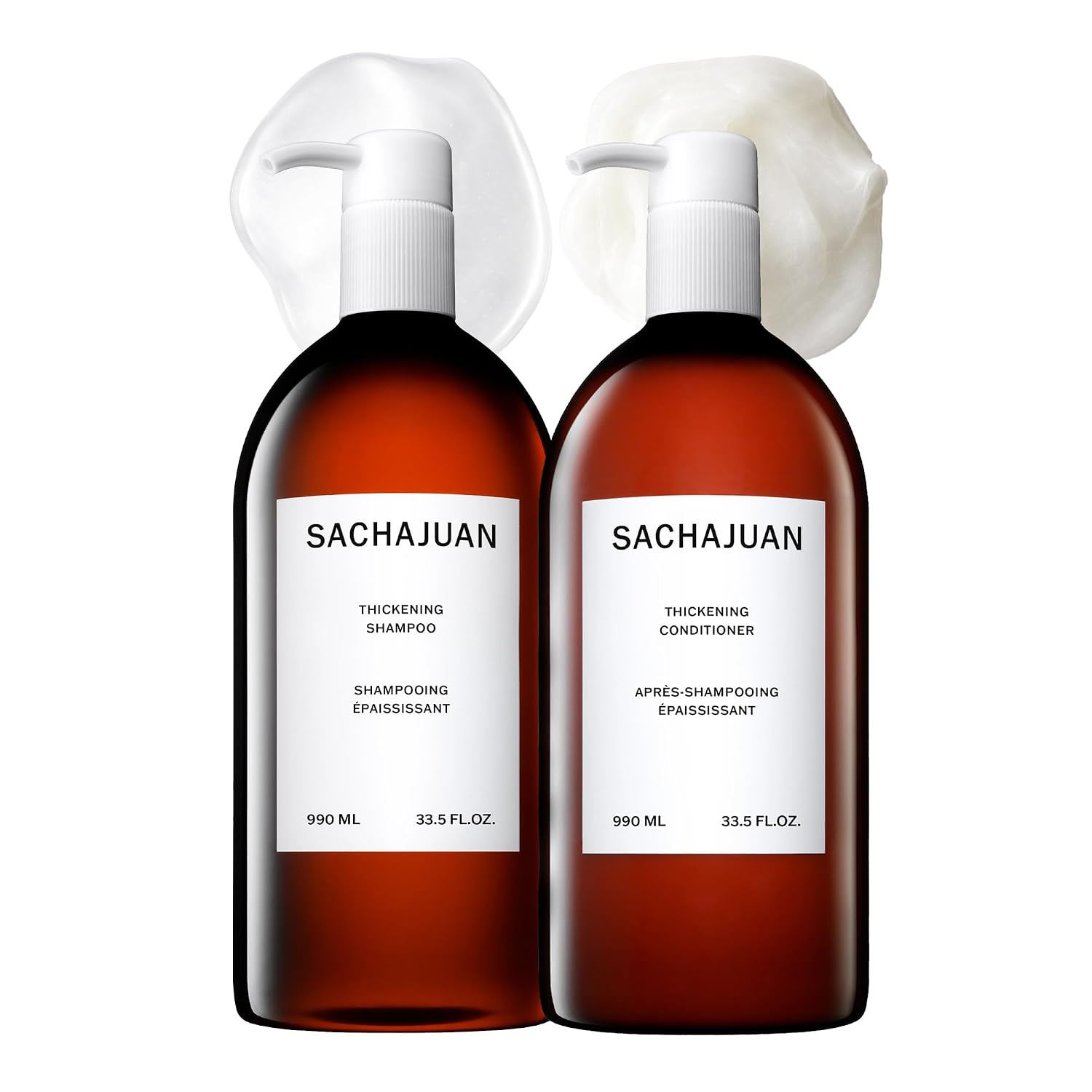 SACHAJUAN Thickening Shampoo and Conditioner Set | Ocean Silk & Thickening Technology to Add Volume and Nourish Hair | Heat & UV Protection | Vegan & Paraben-Free | Set of 2 (33.5 oz)