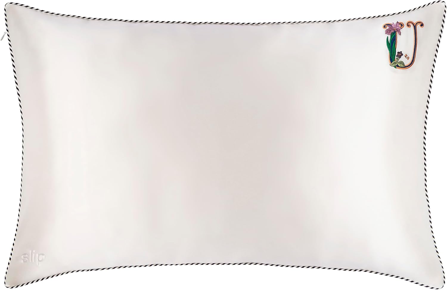 slip The Original Queen Pure Silk Pillow Case - 100% Pure 22 Momme Mulberry Silk - Queen Standard Size - Anti-Aging, Anti-BedHead, Anti-Sleep Crease, Initial Collection: Letter U (20' x 30')