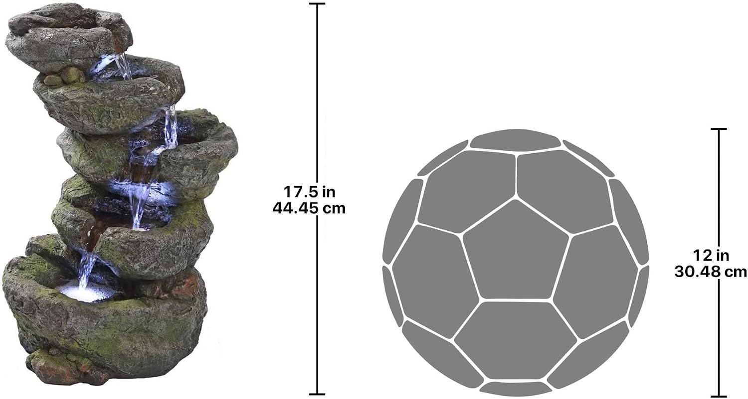 Design Toscano Breakneck Falls Illuminated Garden Fountain, 9 x 11 x 17.5