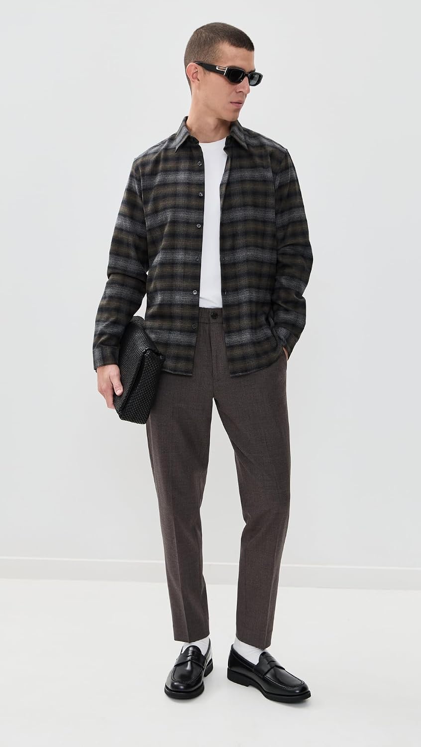 Theory Men's Mayer Drawstring Pants in Jaspe Flannel