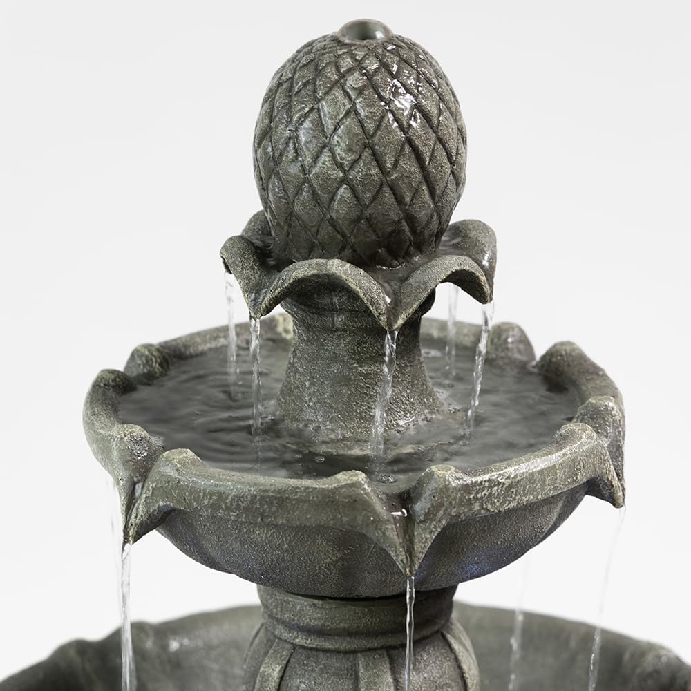 42.2'' Tall 3 Tiered Outdoor Water Fountain, Like Stone Bird Bath Fountain, Elegant Cascading Waterfall Water Feature Decor for Garden, Yard, Patio Landscape Ornament (Grey)