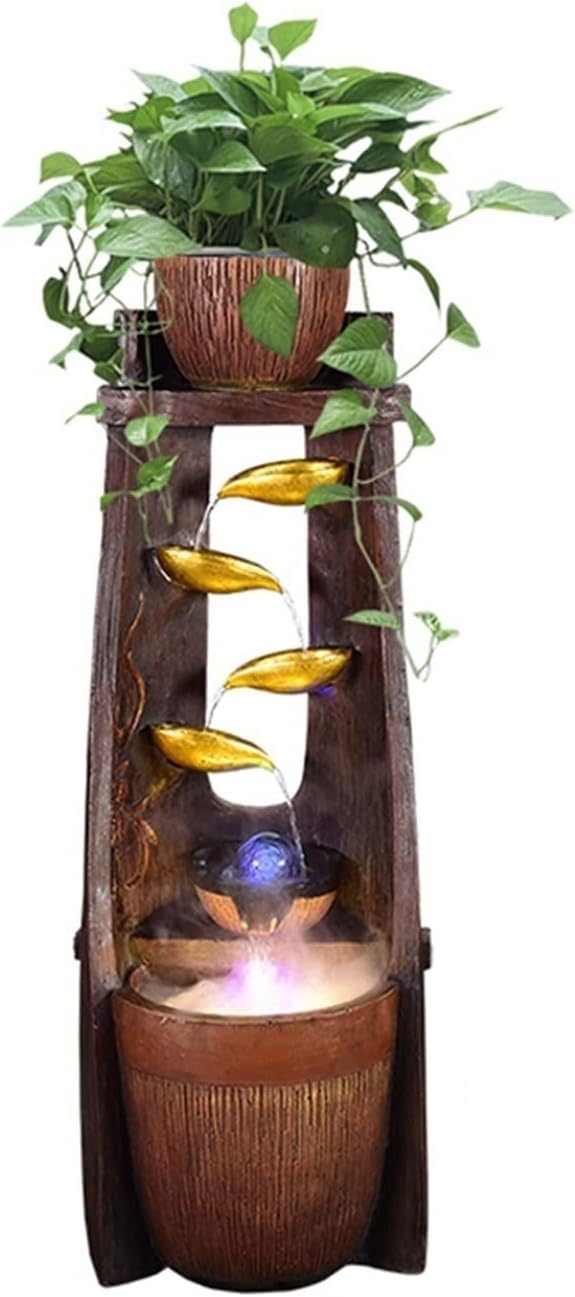 Indoor Water Fountain Tabletop Fountains 5-Tier Desktop Water Fountain - Orb Tabletop Fountain Relaxation Desktop Fountain with LED Light - for Home Office for Home Bedroom Office Decoration (A )