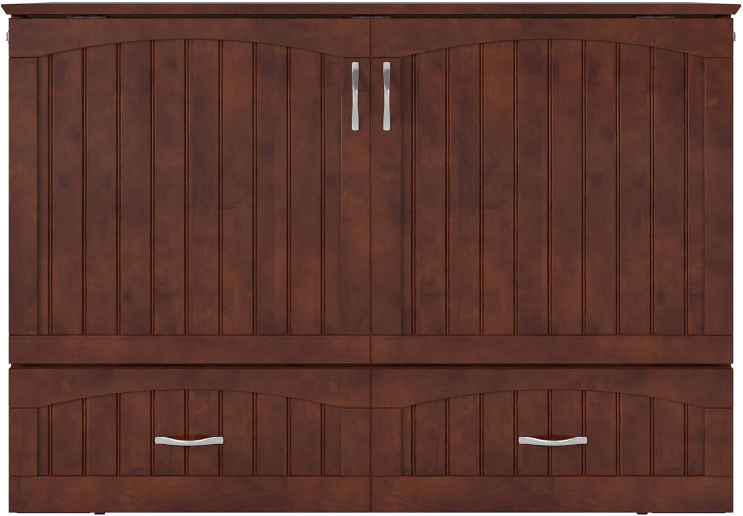 AFI, Southampton Murphy Bed Chest Full with 6' Mattress, Built-in USB Charger & Storage Drawer, Walnut