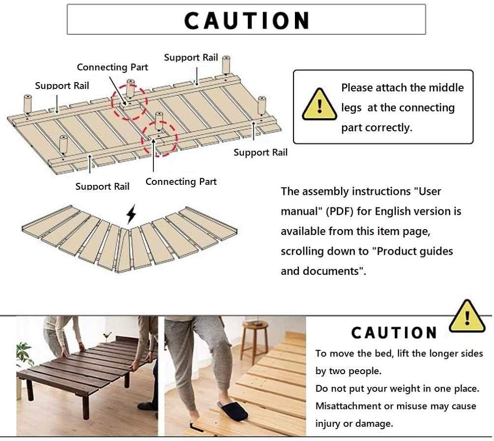 EMOOR Wood Slatted Floor Bed Frame OSMOS Twin for Japanese Futon Mattress Solid Pine (Earth-Natural), Height Adjustable (2/7/12in) Tatami Mat