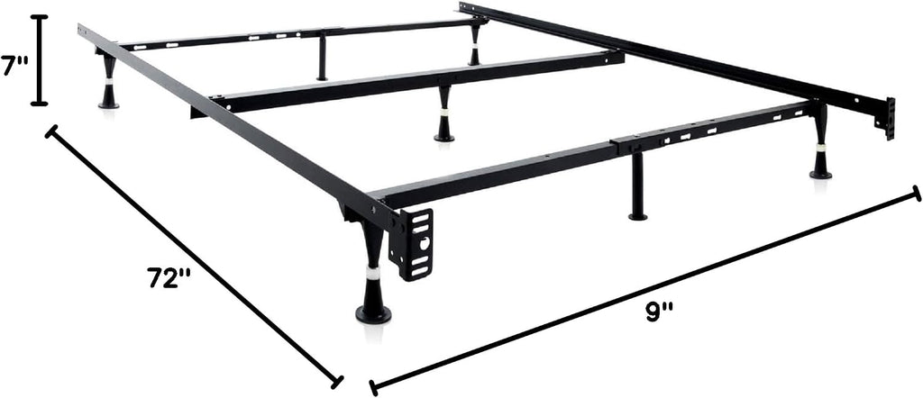 STRUCTURES Heavy Duty Adjustable Metal Bed Frame with 7 Legs, Center Support and Glides Only - Queen, Full XL, Full, Twin XL, Twin