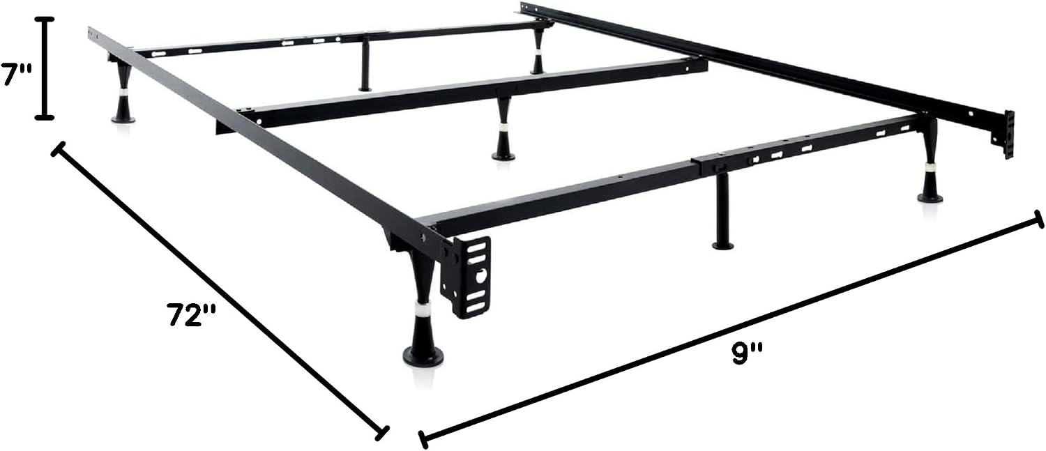 STRUCTURES Heavy Duty Adjustable Metal Bed Frame with 7 Legs, Center Support and Glides Only - Queen, Full XL, Full, Twin XL, Twin