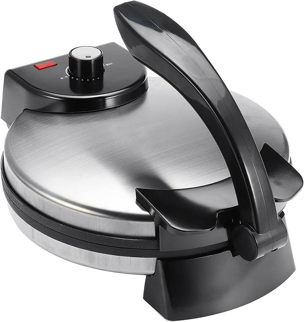 12-Inch Electric Roti Maker & Tortilla Machine – Automatic with Indicator Lights, Adjustable Temperature, Double-Sided Heating for Perfect Quesadillas & Cooked Flatbreads