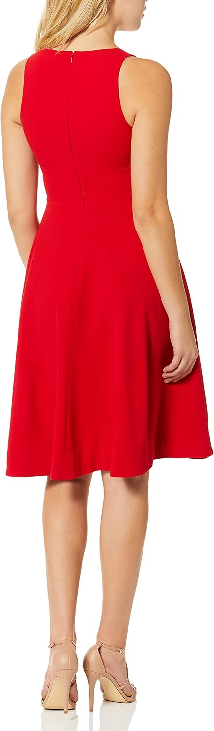 Dress the Population Women's Catalina Solid Sleeveless Fit & Flare Midi Dress