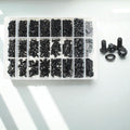 Hex Button Socket Head Cap Screw Set, .5' Black 10.9 Grade Allen Round Head UNC Bolts with Nuts and Washers Assortment - (Color: 1270Pcs M3-M5)