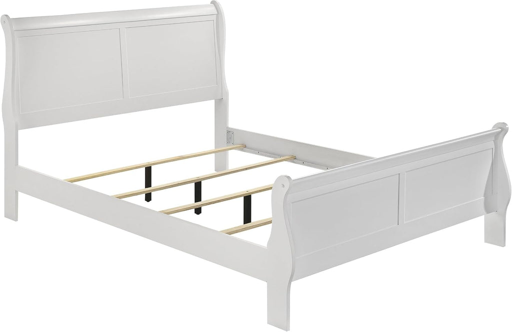Coaster Home Furnishings Louis Philippe Traditional 5-Piece Bedroom Set Queen Size Sleigh Bed Frame 47-inch Headboard White 202441Q-S5