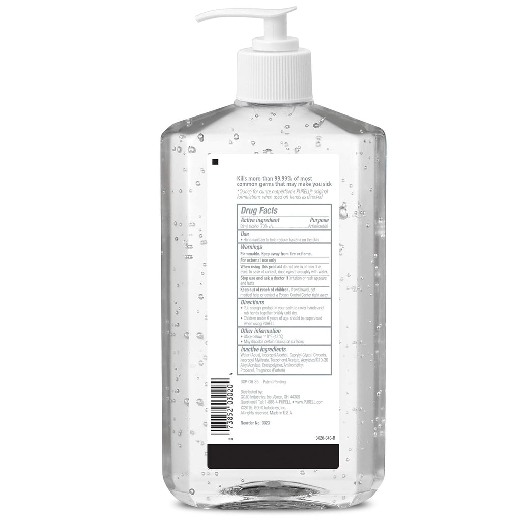 PURELL Advanced Hand Sanitizer Refreshing Gel, Clean Scent, 20 fl oz Pump Bottle (Pack of 12) – 3023-12