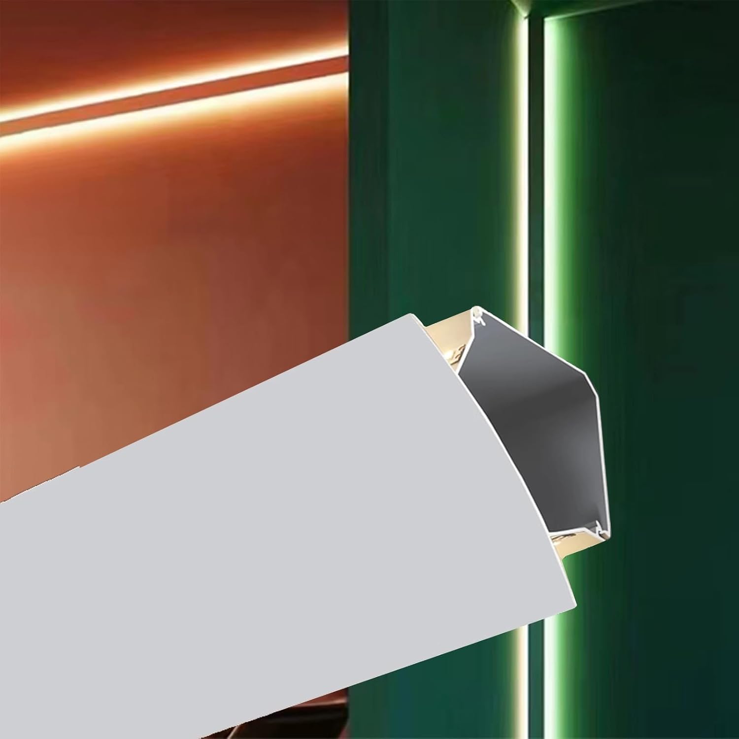 Modern LED Crown Moulding - Indirect Lighting Aluminum Profile Trim, 16.4 ft Diffuser Channel for Home Decor, Cornice Light Strip Track, Stylish Ceiling & Wall Accent
