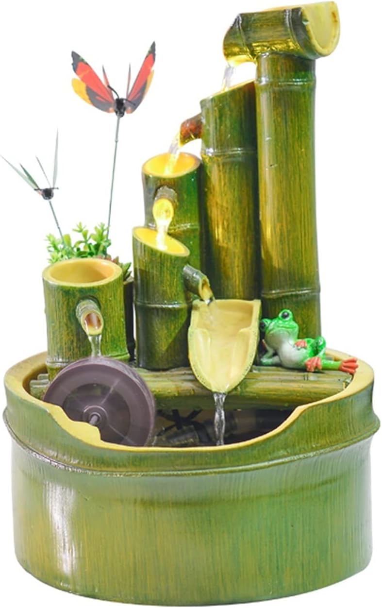 Tabletop Fountain Tabletop Fountain Waterfall Creative Imitation Bamboo Water Fountain Living Room TV Cabinet Decoration Indoor Small Ornament Desktop Fountain(Color:B)
