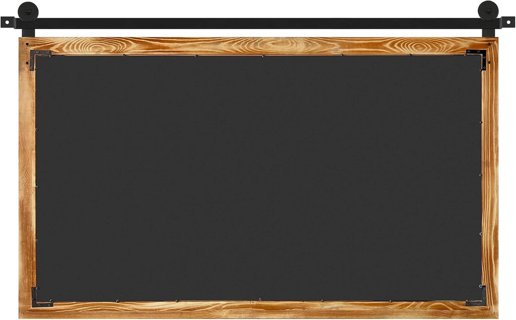 COGOOD Farmhouse Bathroom Mirror - 49 x 30 Rustic Wood Framed Wall Barn Door Mirror for Entryway, Living Room, Entryway Wall Decor (Brown)