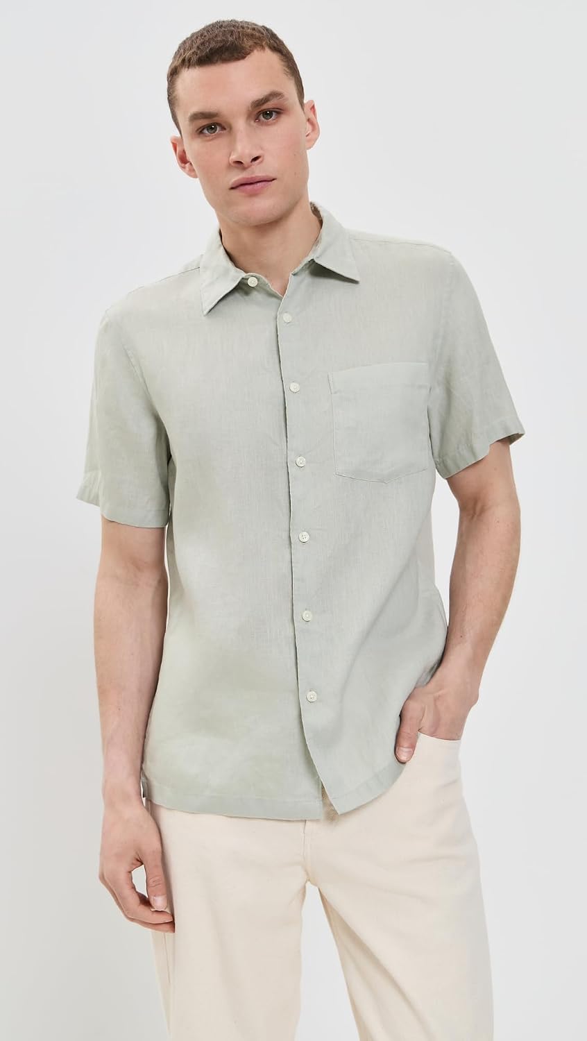Theory Men's Irving Relaxed Linen Short Sleeve Shirt