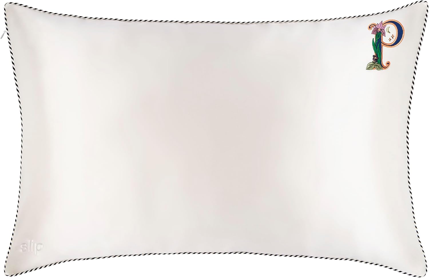 slip The Original Queen Pure Silk Pillow Case - 100% Pure 22 Momme Mulberry Silk - Queen Standard Size - Anti-Aging, Anti-BedHead, Anti-Sleep Crease, Initial Collection: Letter P (20' x 30')