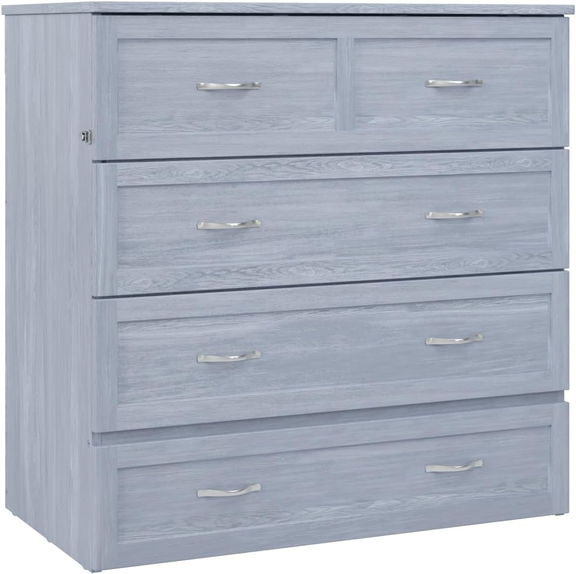 AFI, Northfield Murphy Bed Chest Twin XL with 6' Mattress, Storage Drawer & Built-in USB Charger, Driftwood