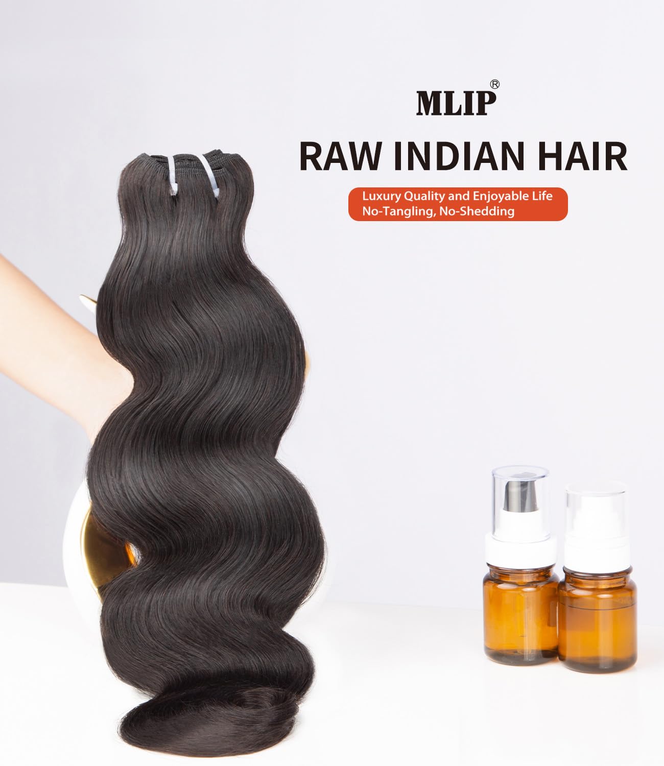 MLIP Body Wave Bundles Human Hair, 100% Raw Indian Hair, Full & Thick, No Tangle No Shedding, Silky Soft After Multiple Washes, Lasts 3X Longer, Natural Color, 3 Bundles 10 10 10 Inch