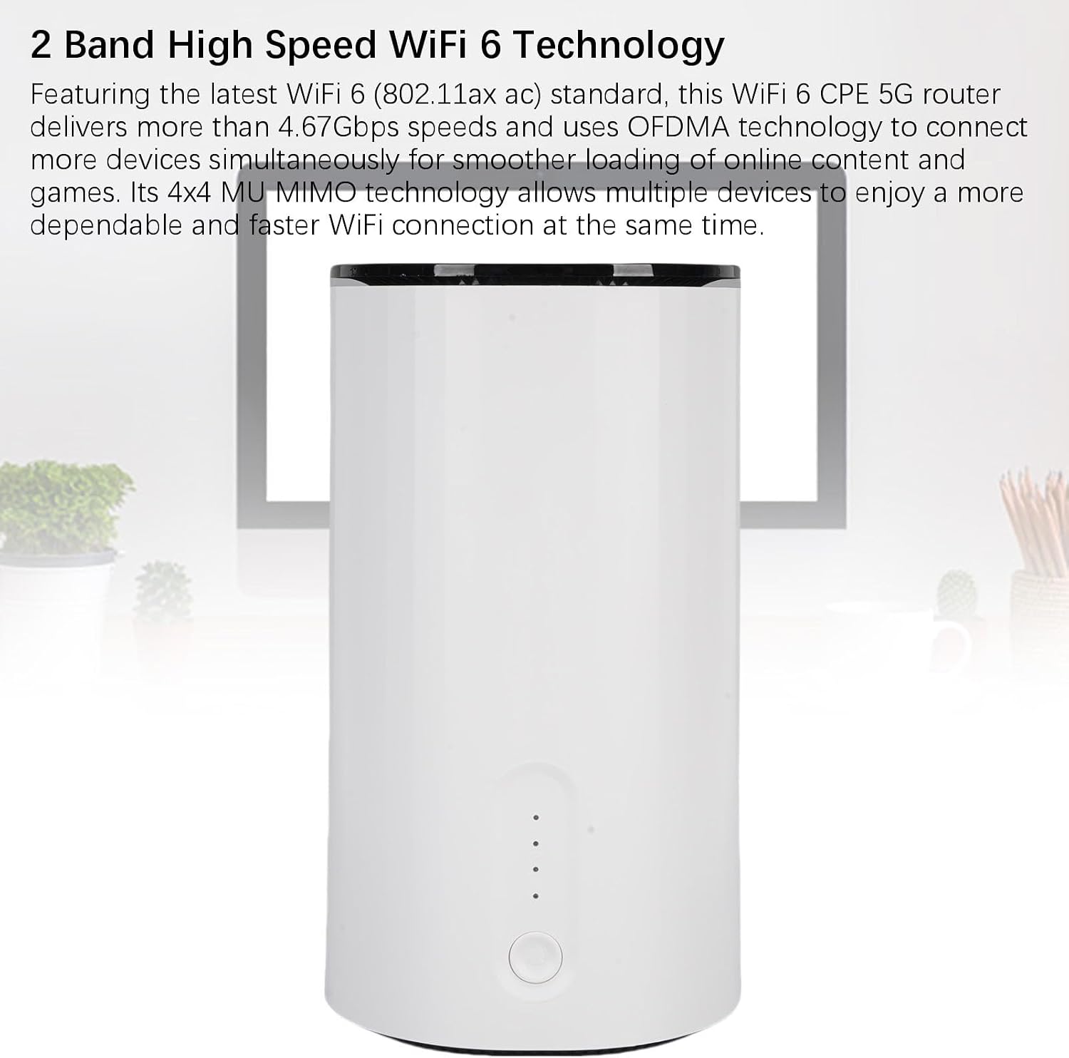 5G CPE Router, 2.4G 5G Dual Band Cordless 5G Router with 2 SIM Card Slots, Support 50 Users, Portable 5G NR NSA SA Cordless Internet Router for Home Office (US Plug)