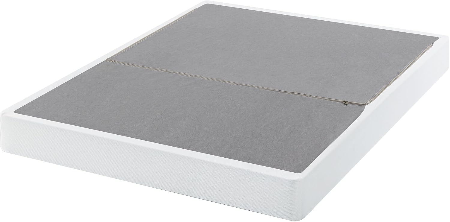 ZINUS 7.5 Inch Box Spring with Cover, No Assembly Mattress Foundation, Sturdy Metal Structure, Full, White