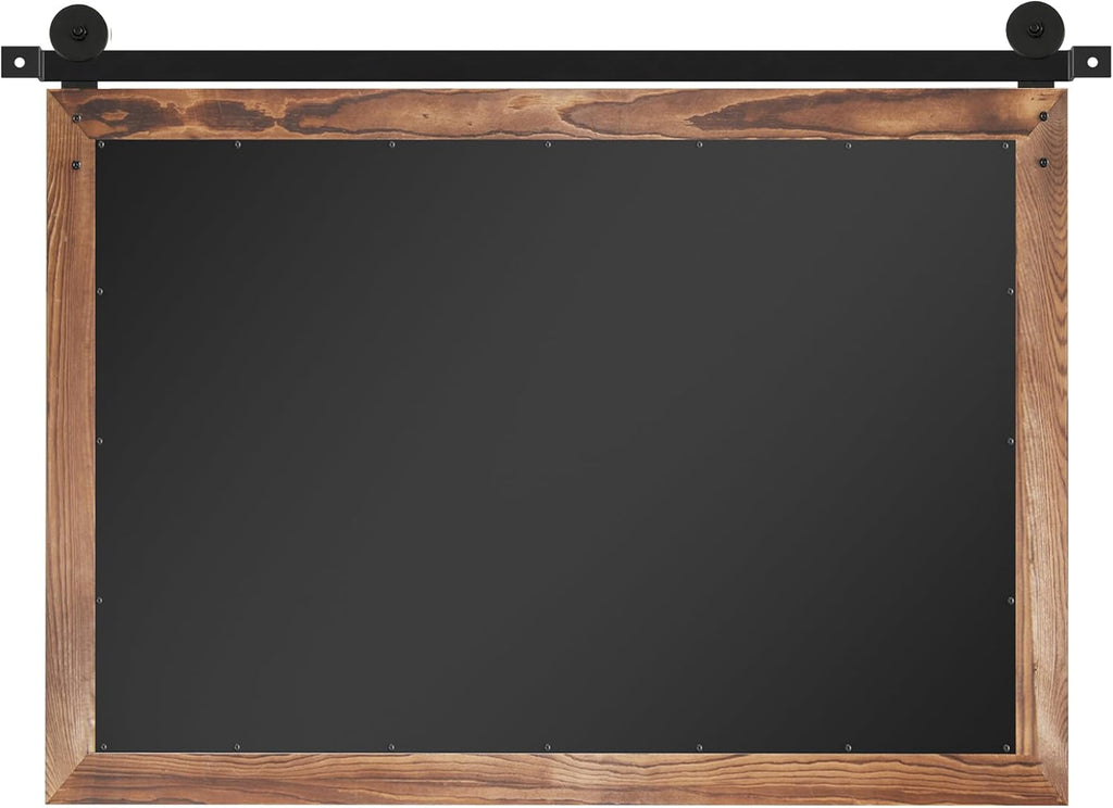 COGOOD Farmhouse Barn Door Mirror - 41' x 26' Rustic Wood Framed Wall Mirror for Bathroom, Living Room, Bedroom Wall Decor (Brown)