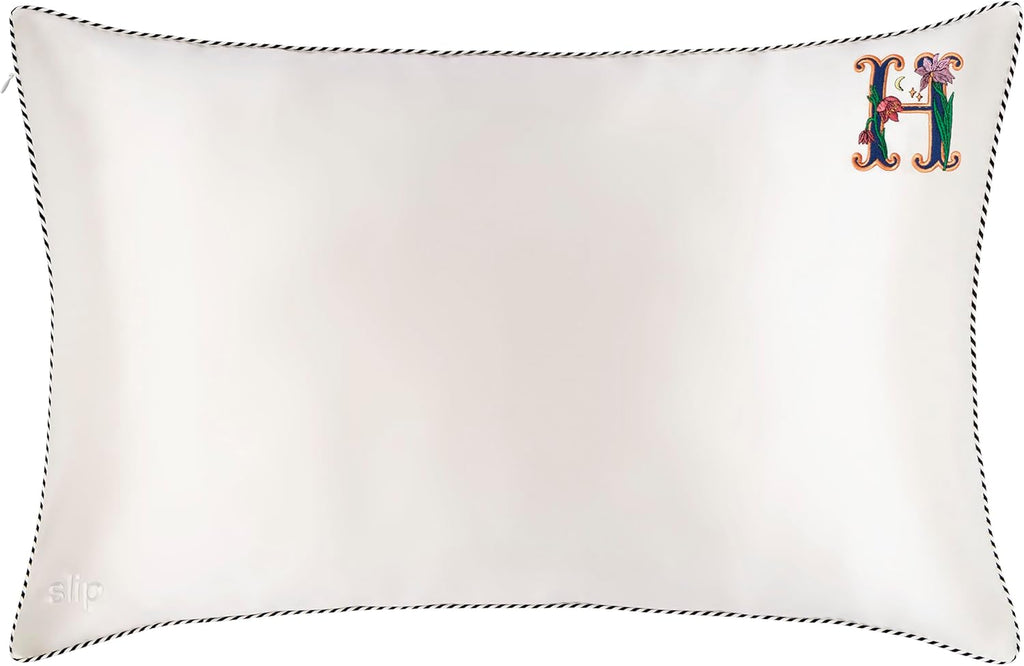 slip The Original Queen Pure Silk Pillow Case - 100% Pure 22 Momme Mulberry Silk - Queen Standard Size - Anti-Aging, Anti-BedHead, Anti-Sleep Crease, Initial Collection: Letter H (20' x 30')