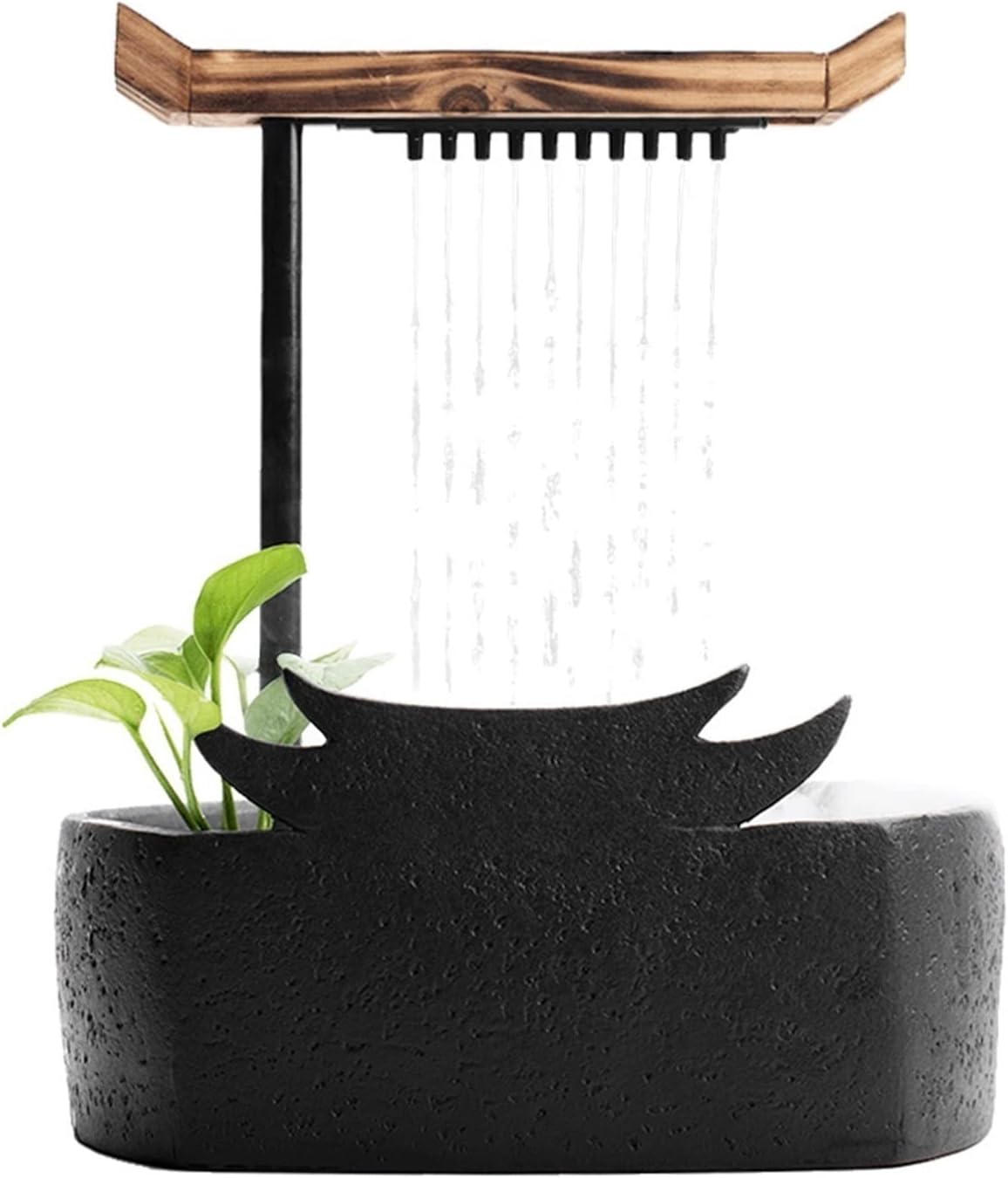 Tabletop Waterfall Indoor Tabletop Water Fountain Ceramic Circulating Tabletop Fountain Zen Meditation Waterfall Decoration Fountain Tabletop Water Fountain (Color : A)