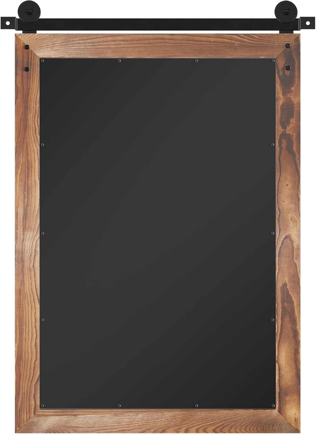 COGOOD Farmhouse Barn Door Wall Mirror - 25' X 38' Rustic Wood Framed Mirror for Bathroom, Living Room, Entryway Wall Decorative (Brown)