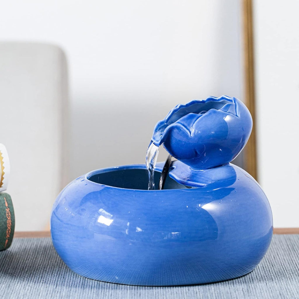 Desktop Fountain Ceramic Tabletop Water Fountain Feature Zen Tabletop Fountain for Indoor and Outdoor Home Decoration Table Desktop Office, L 7.6' x W 7.6' x H 5.9' Tabletop Fountain ( Color : ( Mug )