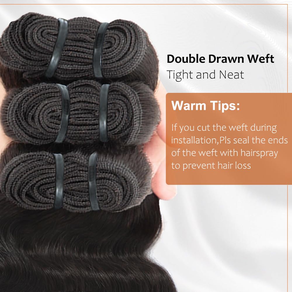 Raw Bundles Human Hair, 16A Raw Burmese Hair Body Wave Bundles, 12 14 16 Inch, 3 Years Service Life, Keep Texture Silky Soft Tangle-Free after Multiple Washes