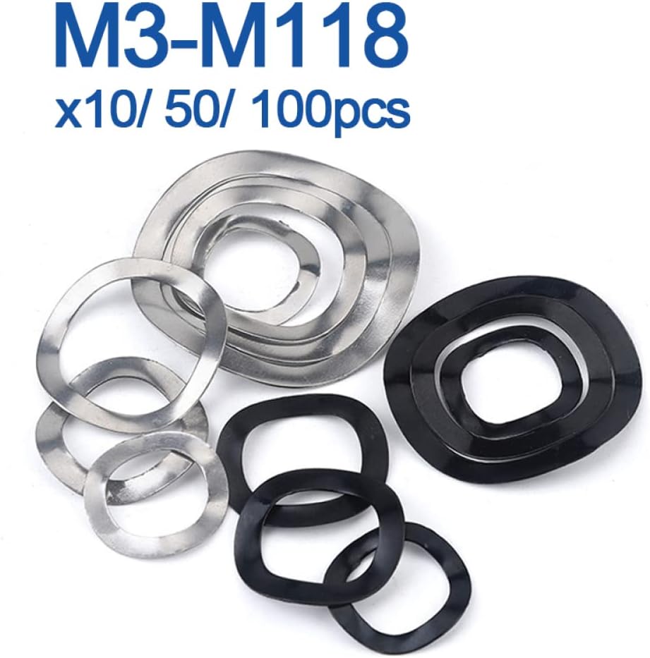 NOBRIM Flat Washer 65 Mangnese Steel M3 M4 M5 M6 M8 M10 M12 M14 M16 M19 M21 M24 M27-m118 Wave Washer 3/5/6/7 Crest Type Gasket Spring Plain Gasket Flat Precision Adjusting Washer Gasket Shim