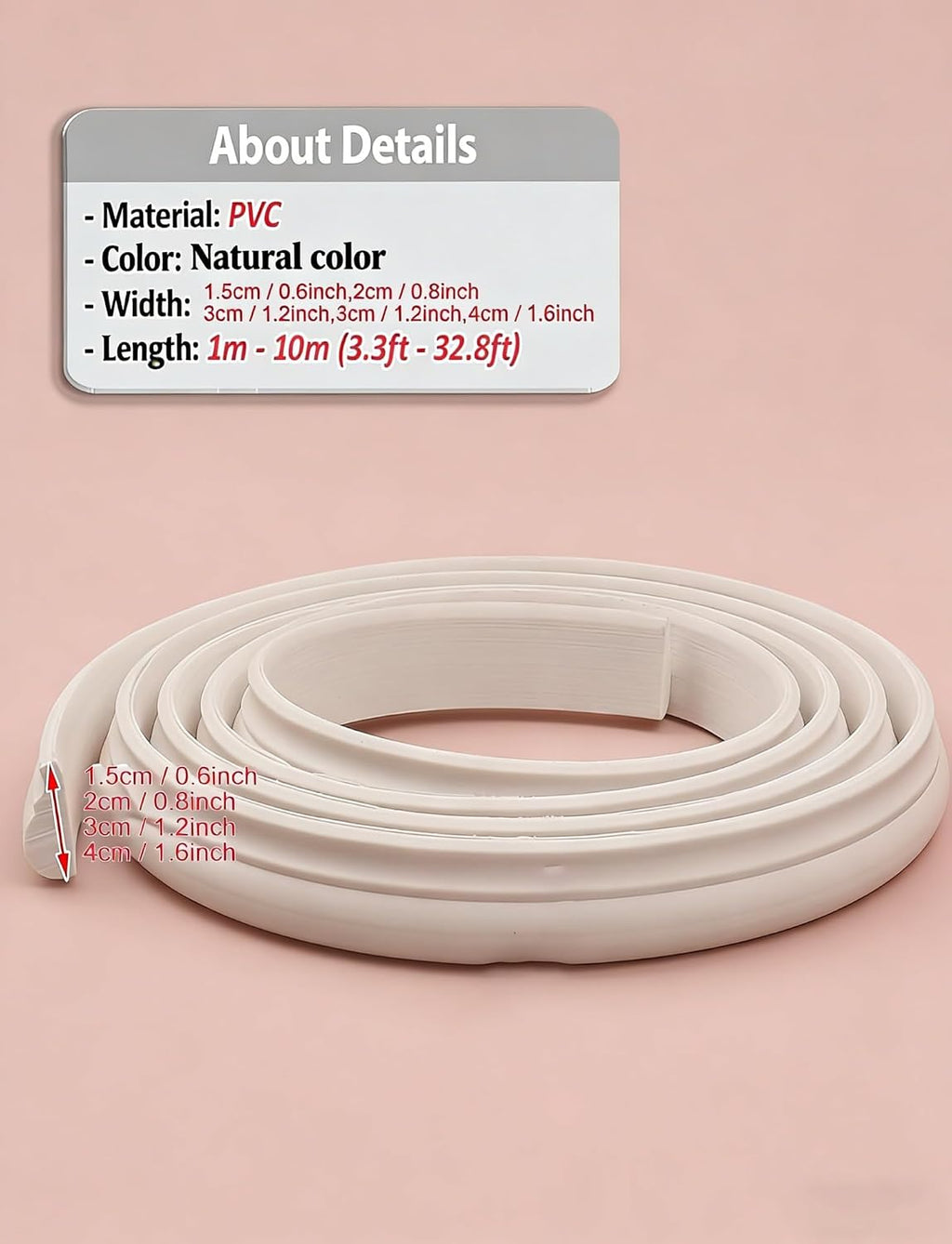 3.3ft-32.8ft Self-Adhesive Wall Trim & Doorway Arch Kit, 3D Archway Molding Set, Cuttable Universal Paintable Art Casing for Home Decor(600cm/20ft,W3cm(9/8))