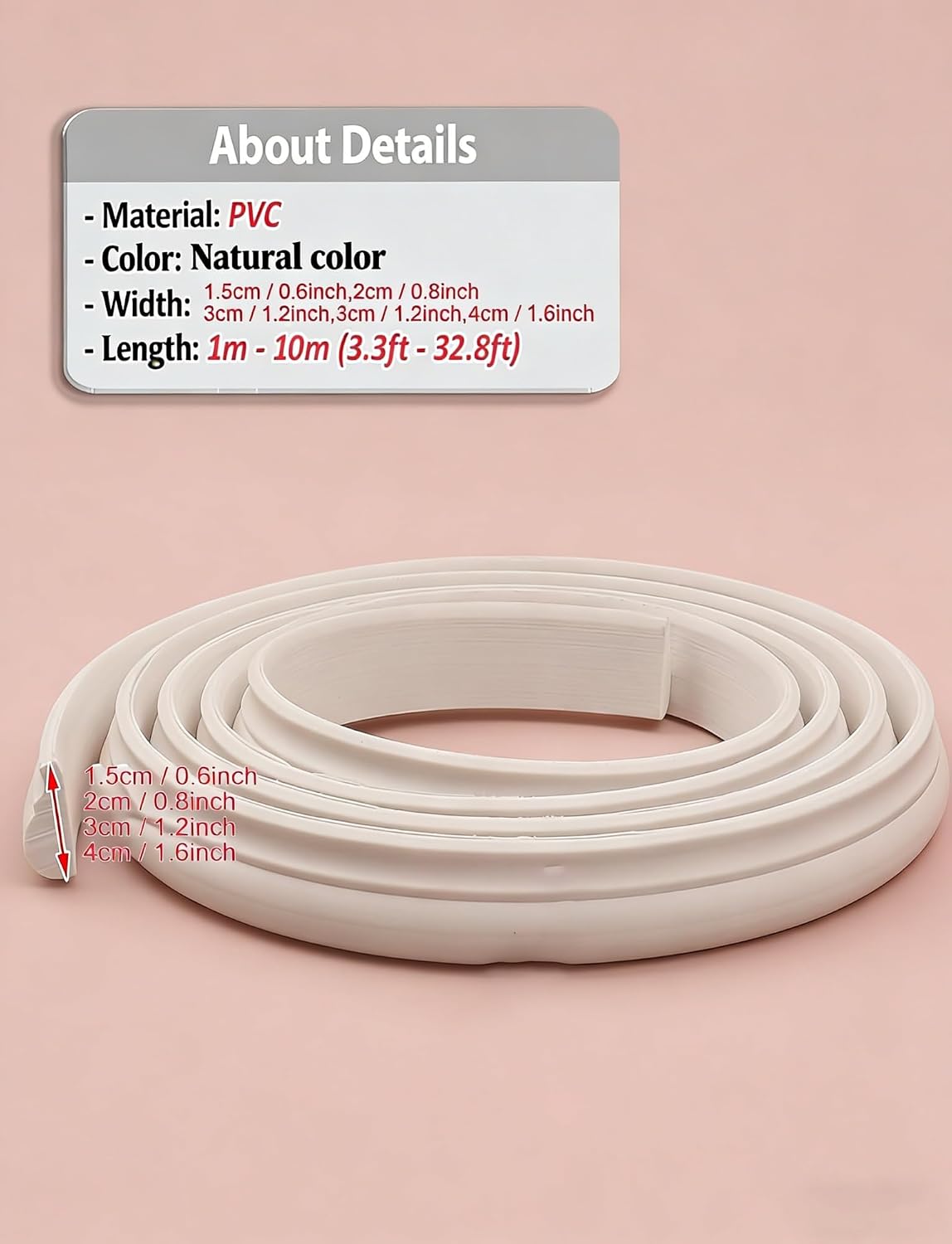 3.3ft-32.8ft Self-Adhesive Wall Trim & Doorway Arch Kit, 3D Archway Molding Set, Cuttable Universal Paintable Art Casing for Home Decor(600cm/20ft,W1.5cm (5/8))