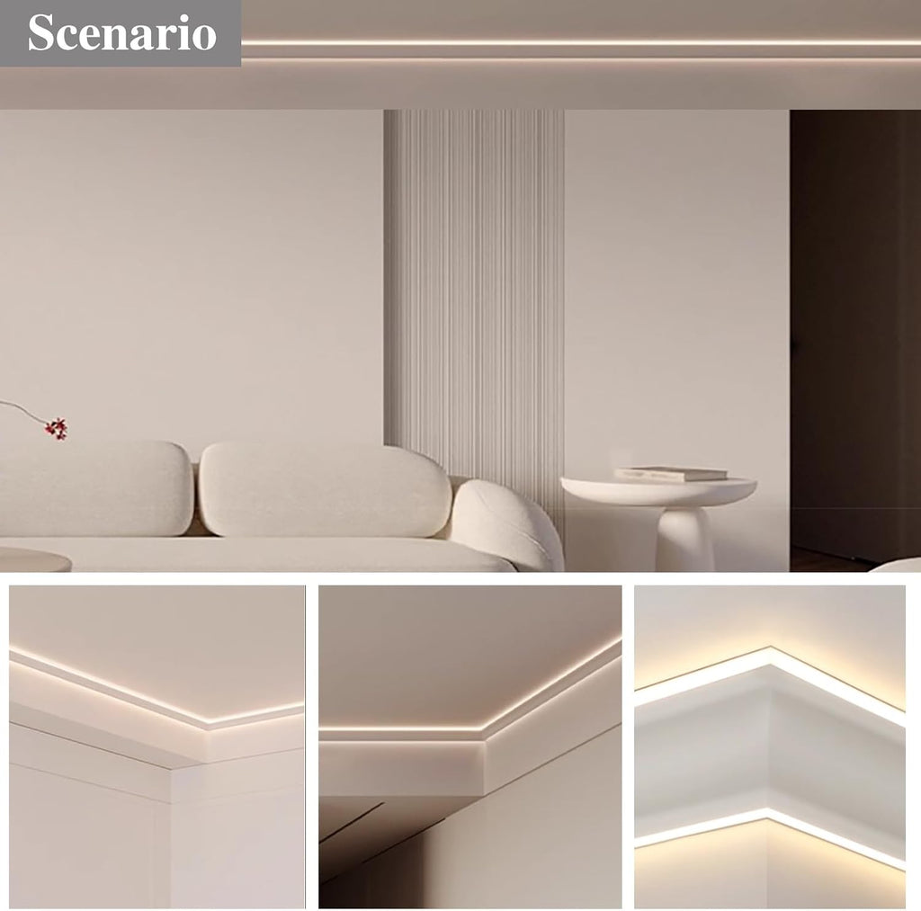 LED Strip Wall Lights - Black Aluminium Diffuser Channel Profile for Home Decor, 18m (59ft) LED Trim System, Perfect for Bedrooms & Accent Lighting