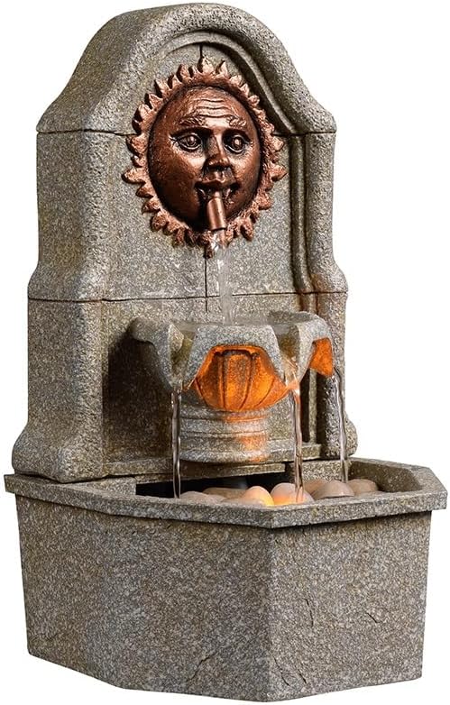 Tabletop Fountain Sun Desktop Fountain Resin Running Water Ornaments Circulating Water Small Vintage Fountain Home Decoration Home Fountain