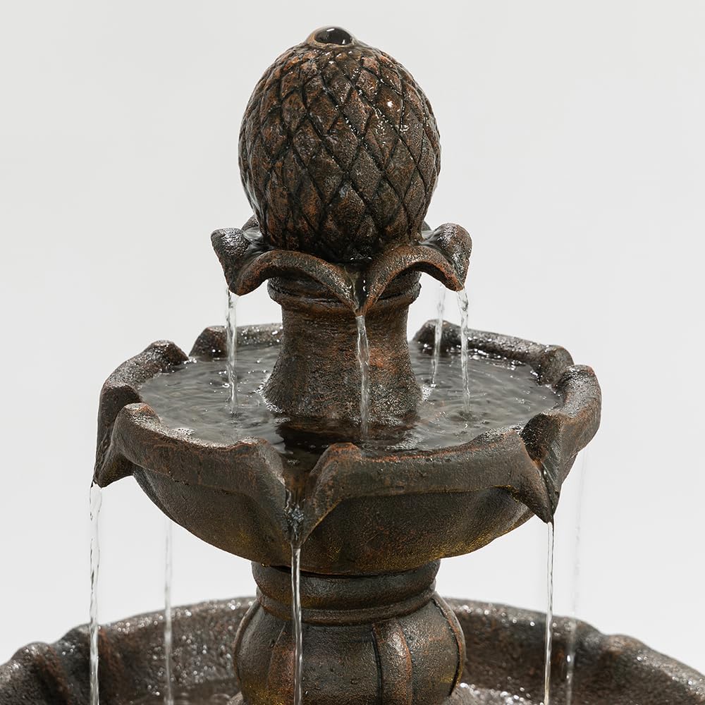 3 Tiered Water Fountains Outdoor –42.2'' Tall, Like Stone Bird Bath for Outside, Elegant Waterfall Feature for Garden, Yard, Patio (Bronze Color)