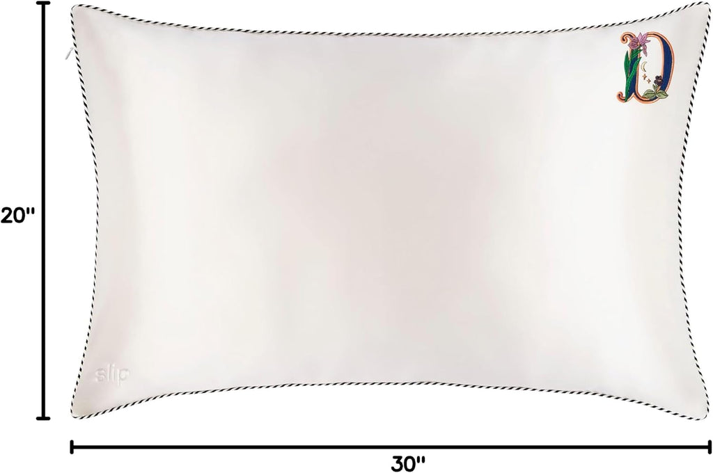 slip The Original Queen Pure Silk Pillow Case - 100% Pure 22 Momme Mulberry Silk - Queen Standard Size - Anti-Aging, Anti-BedHead, Anti-Sleep Crease, Initial Collection: Letter D (20' x 30')
