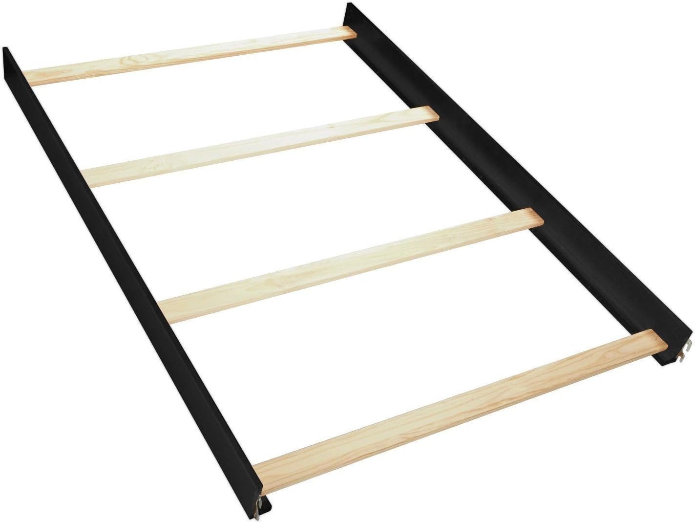 CC KITS Universal Wooden Bed Rails for Twin & Full-Size Beds – Includes Hook-On & Bolt-On Brackets with Support Slats – Solid Wood Construction – Replacement Bed Frame Rail (Black, Full Size)