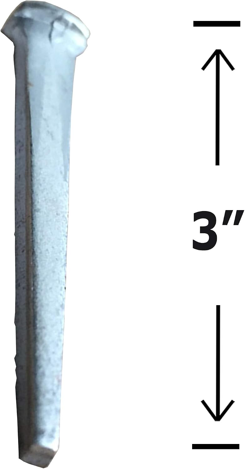 3'- COMMON ROSE HEAD Nails - Metallic Color - Antique rustic restoration accent nails for hanging, furniture, cabins, shutters, flooring – Decorative clavos nails – Distinct SQUARE HEAD Nail 3 in