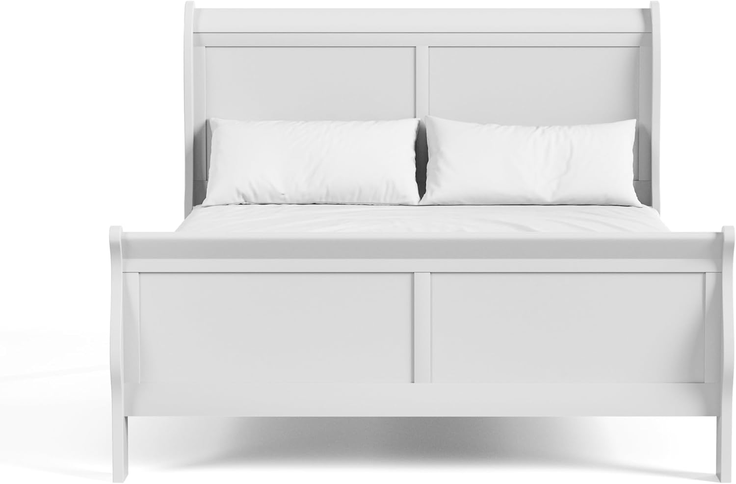 Furniture of America Arabella Traditional Solid Wood 3 Piece Bedroom Set, Queen Bed Frame and Nightstands Set of 2, Chic Sleigh Design Bedframe with Headboard and Footboard, Box Spring Needed, White